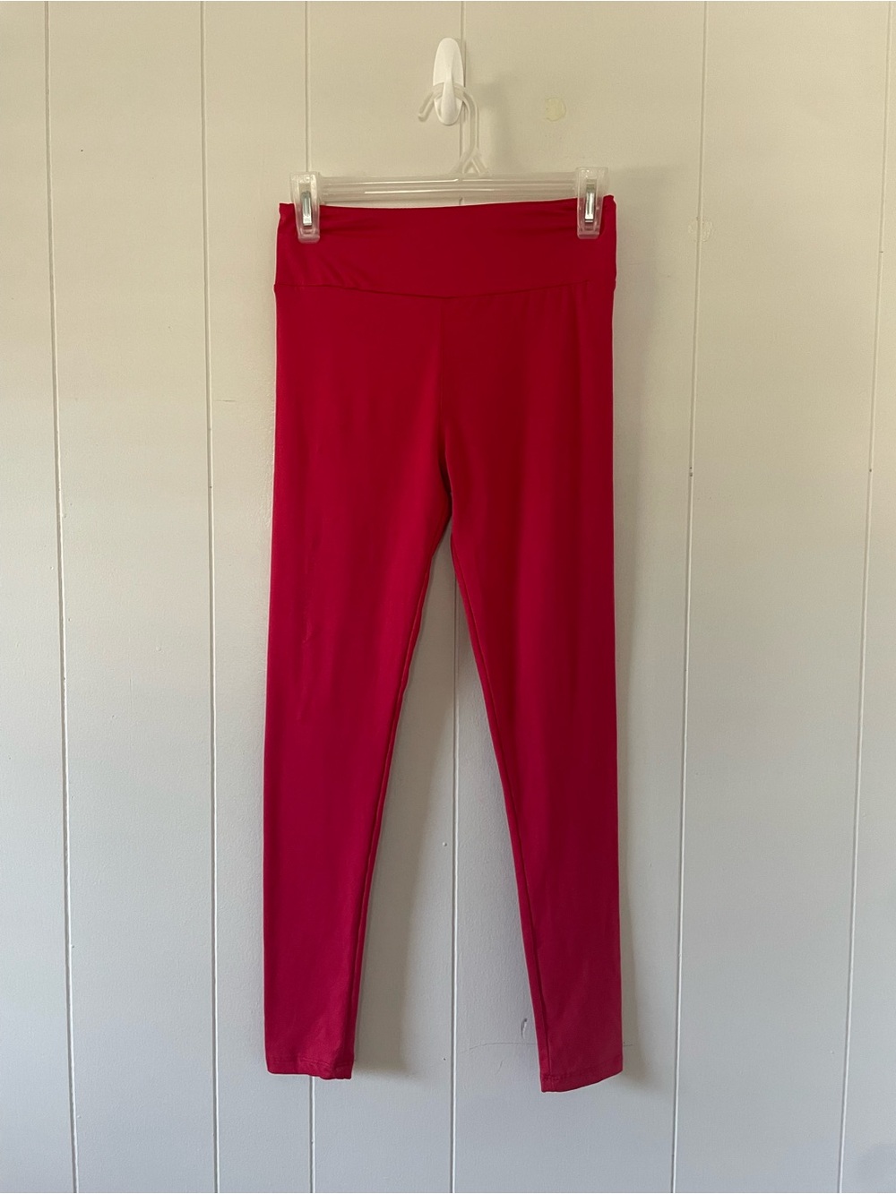 LuLaRoe Red Stretch Leggings One Size High Waist Full Length Pull On